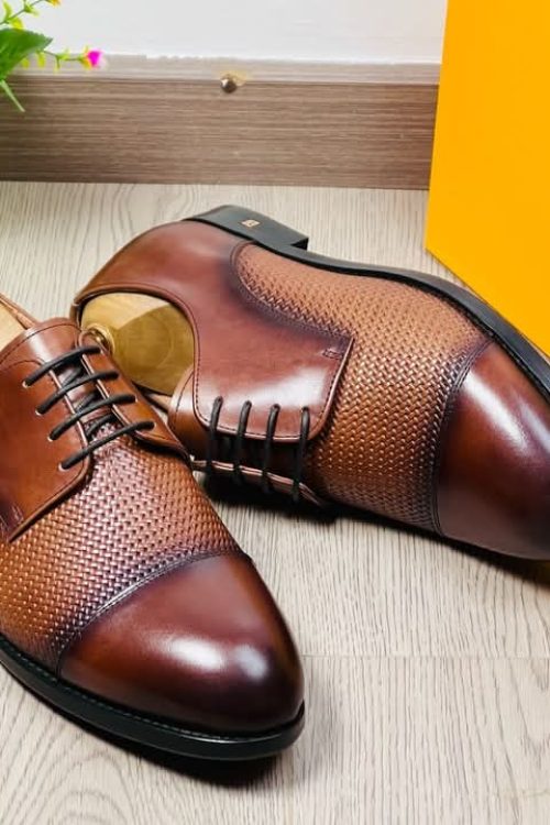 LV leather brown shoe