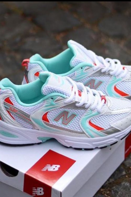 New Balance White & Green 530 Sneaker